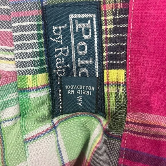 Polo Ralph Lauren Mens Roll Tab Sleeve Shirt Pink Plaid Large - Picture 12 of 12